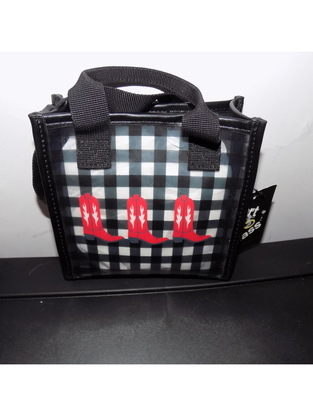 Art Class Clear Crossbody Bag Red Cowboy Boots Gingham NWT